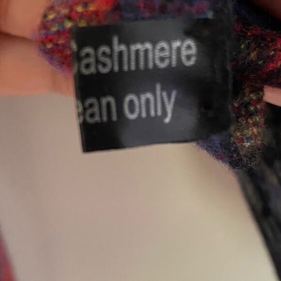 100% cashmere long scarf wrap muffler multi colored burgundy rust navy - Picture 7 of 7